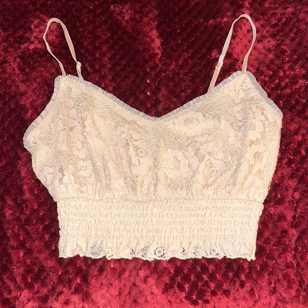 Cream Lace Crop Top